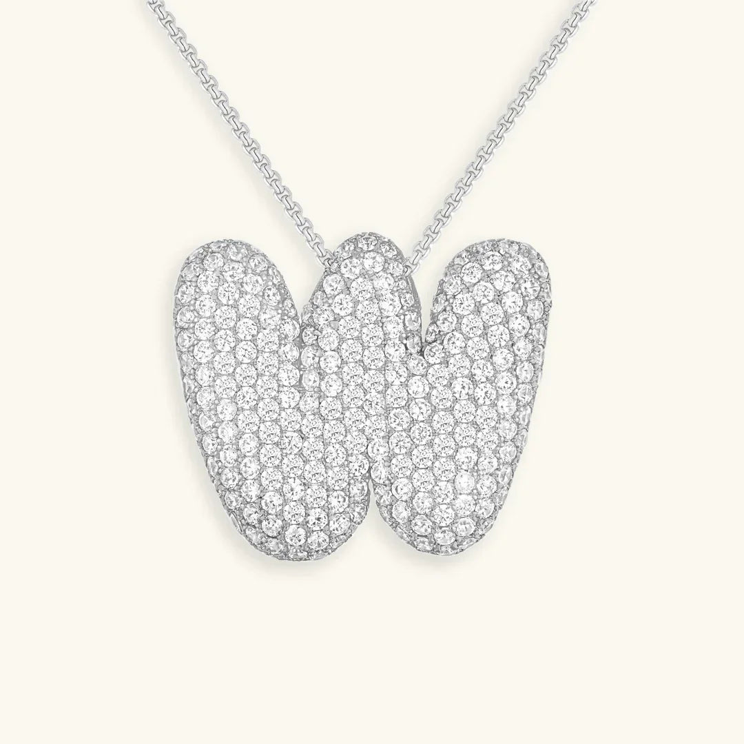 Gold-Plated Bubble Initial Diamond Necklace