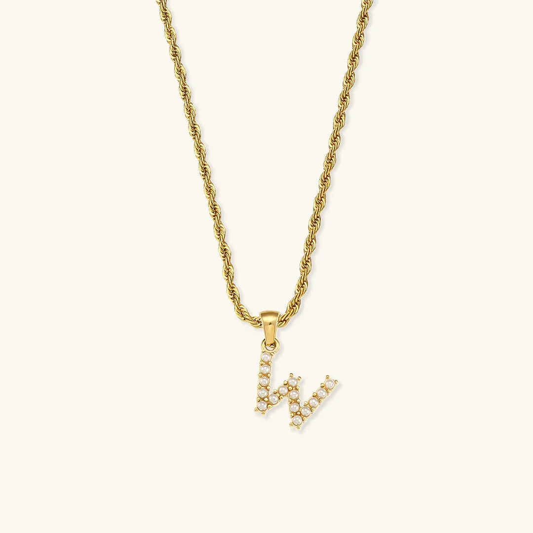 Gold-Plated Initial Letter Necklace with Freshwater Pearls