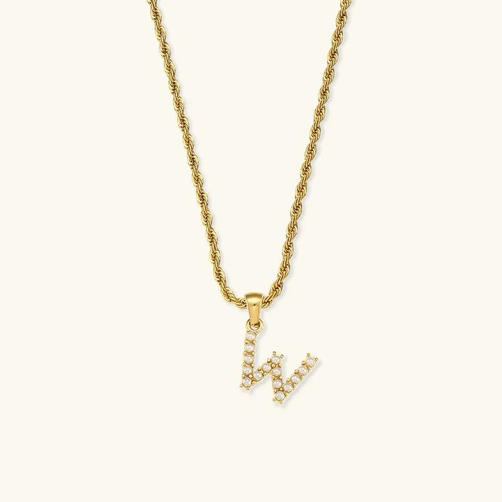 Gold-Plated Initial Letter Necklace with Freshwater Pearls