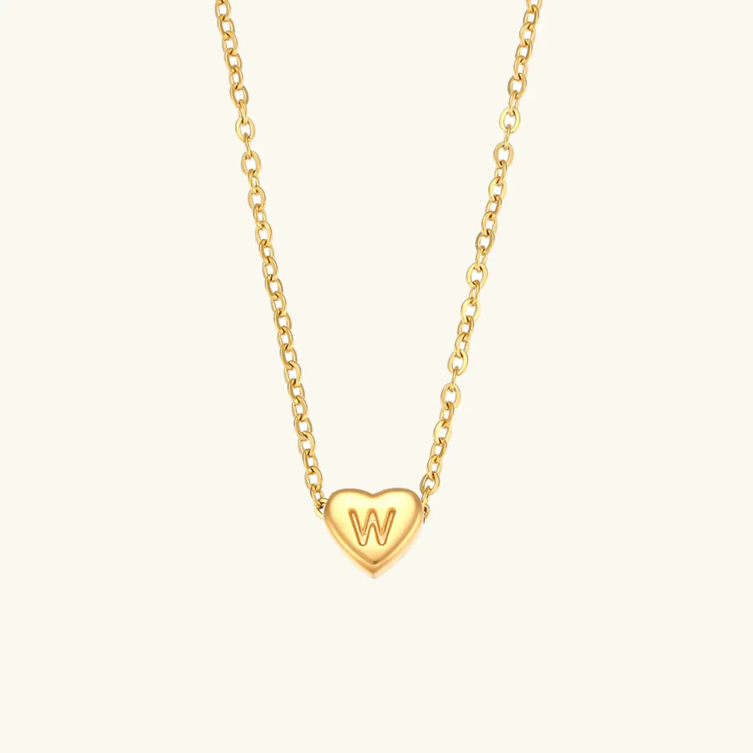 Gold-Plated Heart Initial Necklace