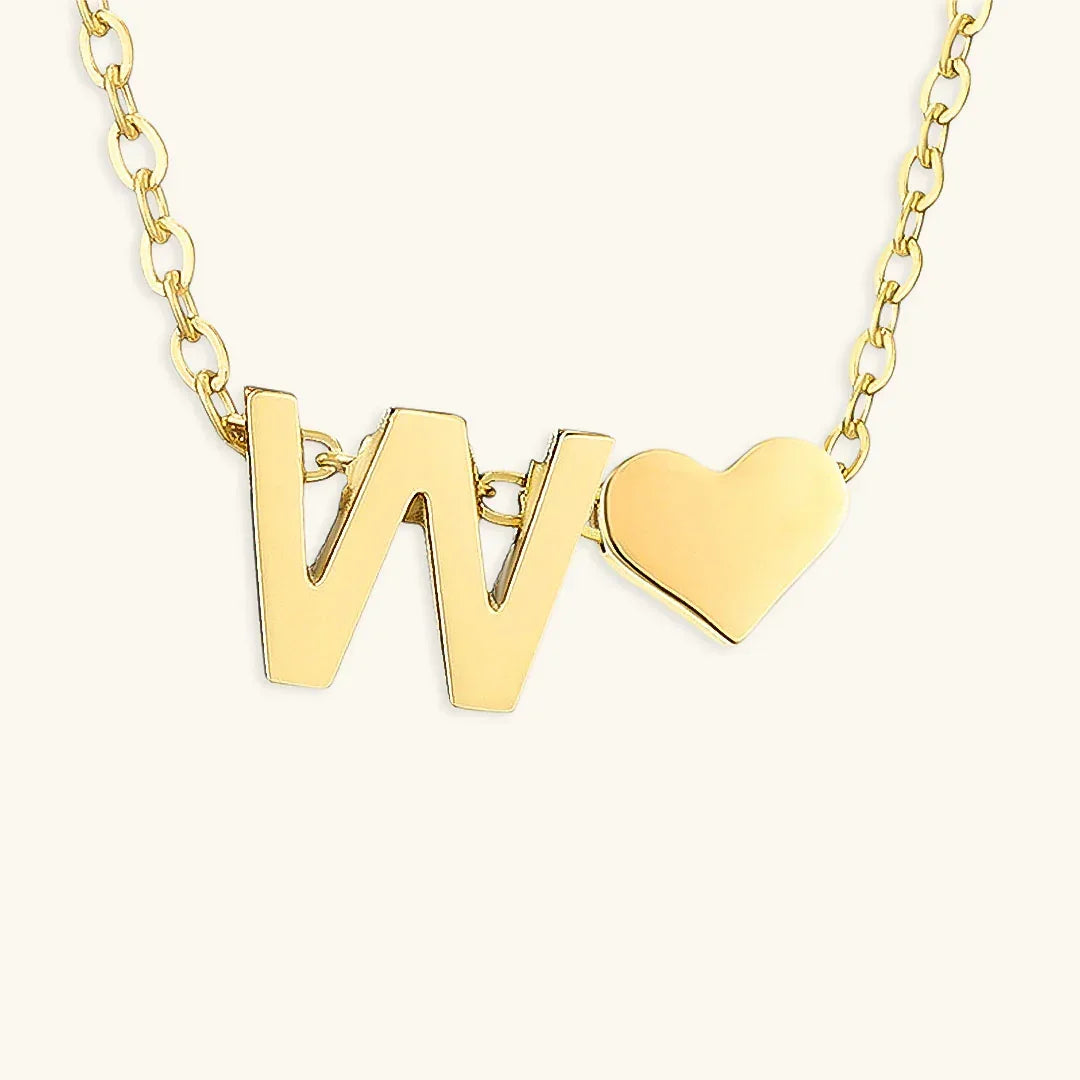 Gold-Plated Initial Heart Pendant Necklace