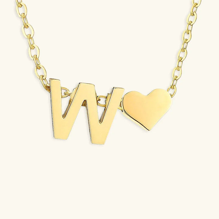 Gold-Plated Initial Heart Pendant Necklace