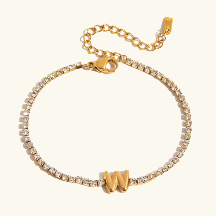 Gold-Plated Cubic Zirconia Initial Tennis Bracelet for Women