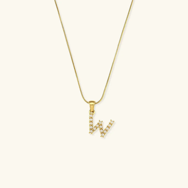 Gold-Plated Initial Letter Necklace with Freshwater Pearls