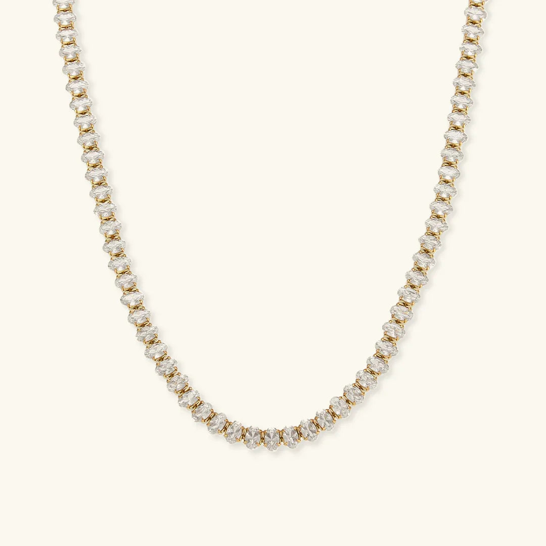 Gold-Plated Diamond Tennis Necklace For Women