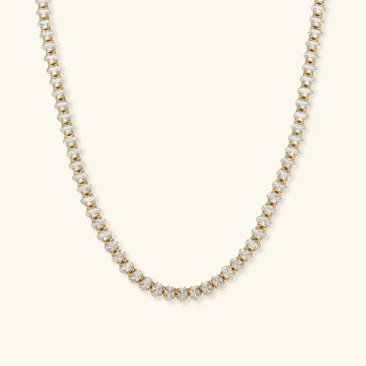 Gold-Plated Diamond Tennis Necklace For Women