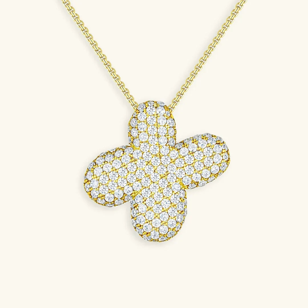 Gold-Plated Bubble Initial Diamond Necklace