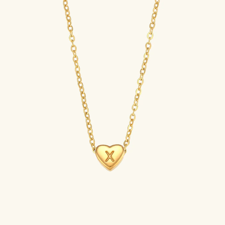 Gold-Plated Heart Initial Necklace