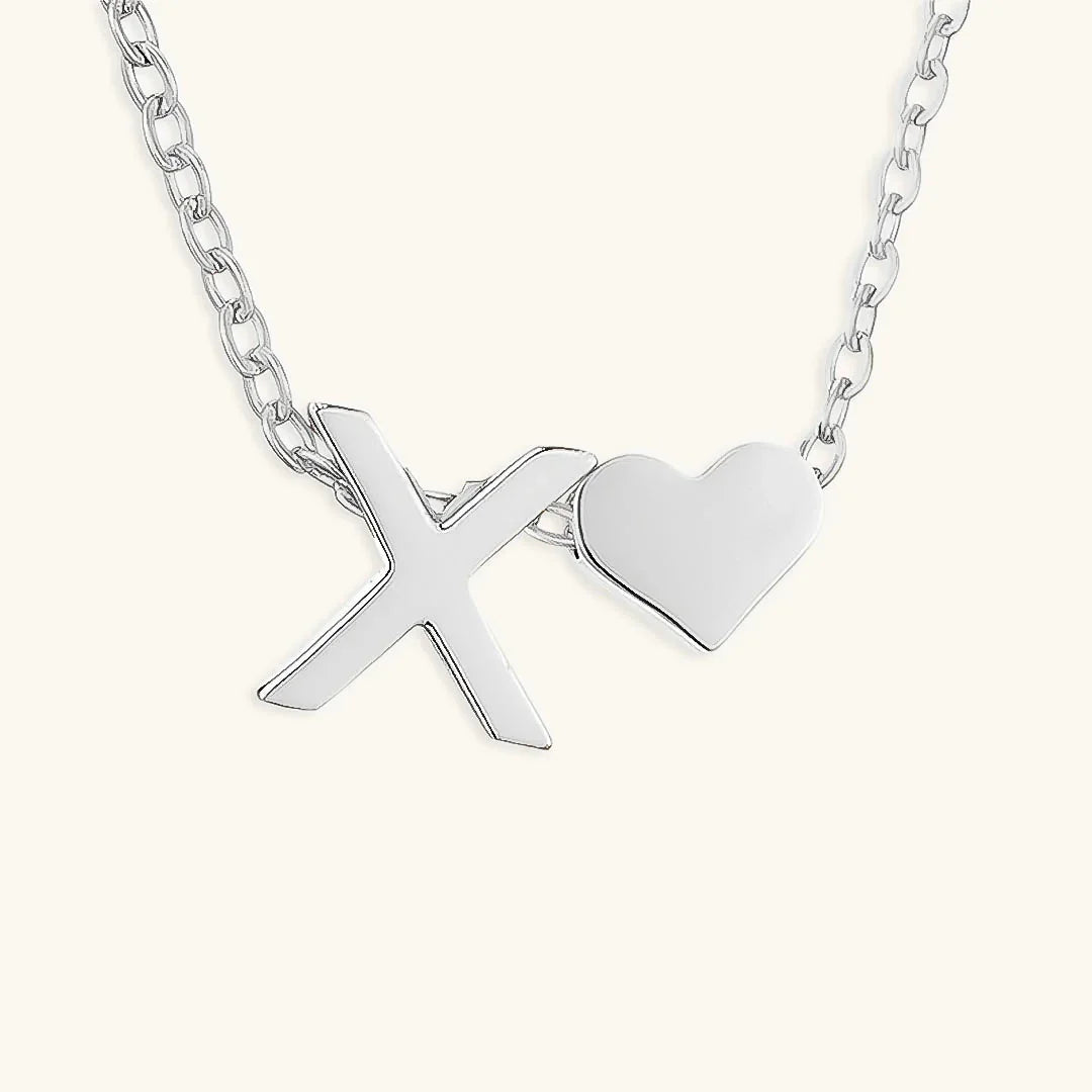 Gold-Plated Initial Heart Pendant Necklace