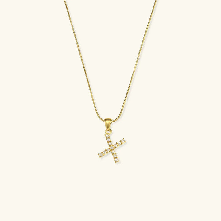 Gold-Plated Initial Letter Necklace with Freshwater Pearls