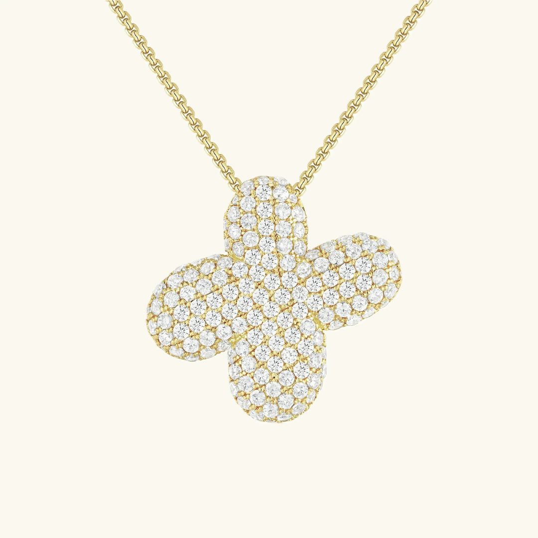 Gold-Plated Bubble Initial Diamond Necklace