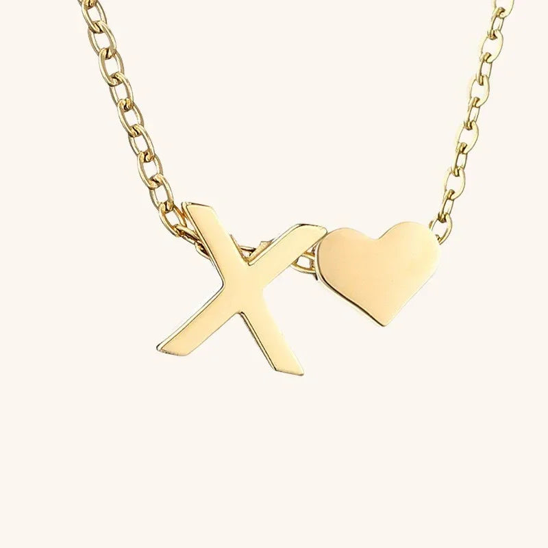 Gold-Plated Initial Heart Pendant Necklace
