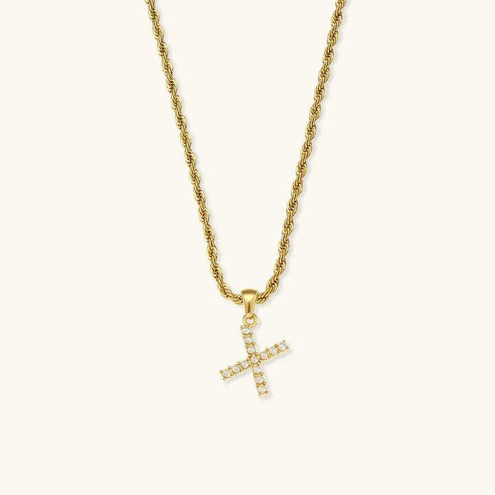 Gold-Plated Initial Letter Necklace with Freshwater Pearls