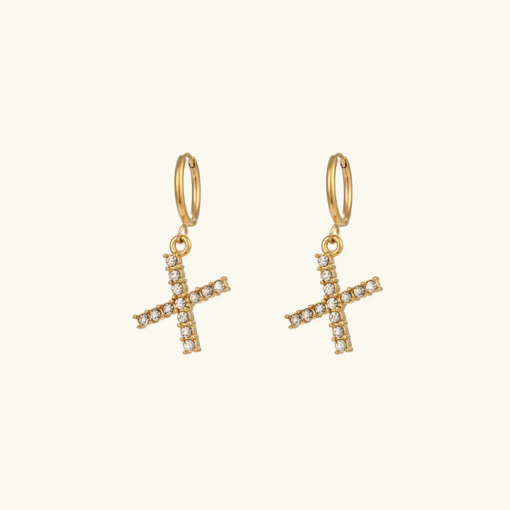 Gold-Plated Initial Letter Earrings with Diamond Simulants