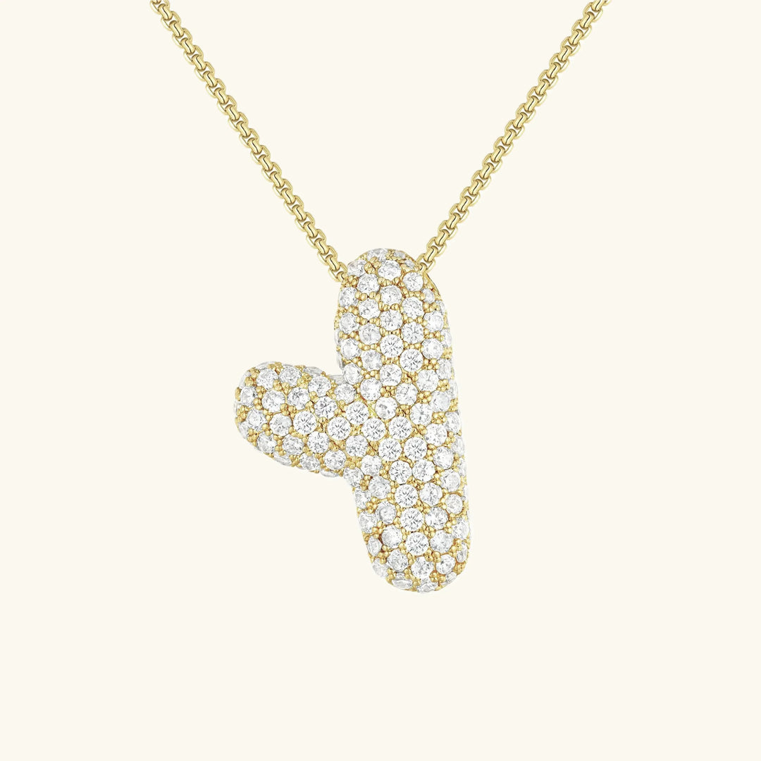 Gold-Plated Bubble Initial Diamond Necklace