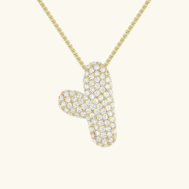 Gold-Plated Bubble Initial Diamond Necklace