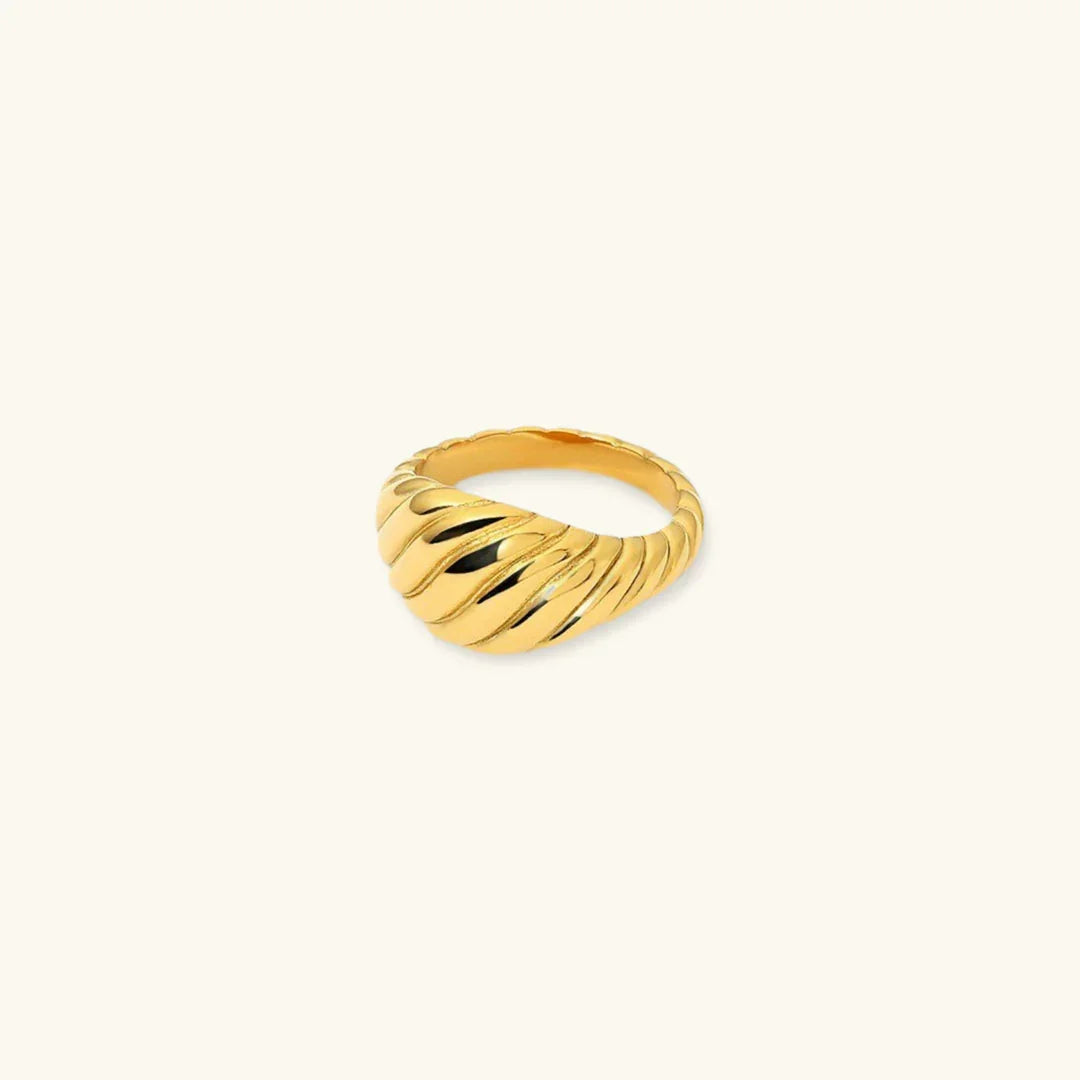 Gold-Plated Croissant Statement Ring Women