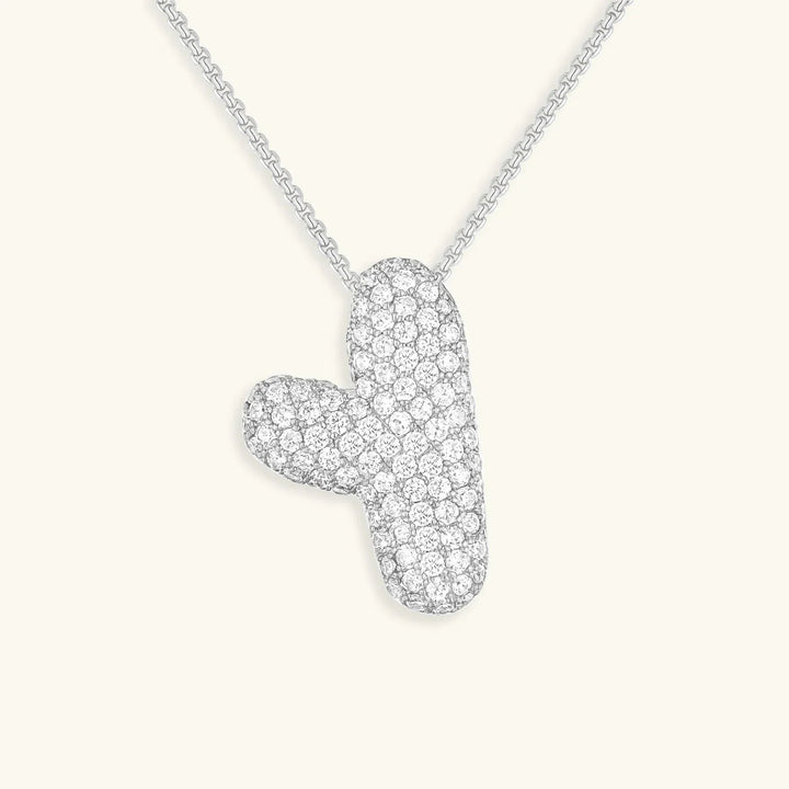 Gold-Plated Bubble Initial Diamond Necklace