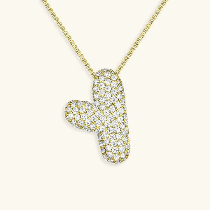 Gold-Plated Bubble Initial Diamond Necklace