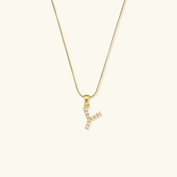 Gold-Plated Initial Letter Necklace with Freshwater Pearls