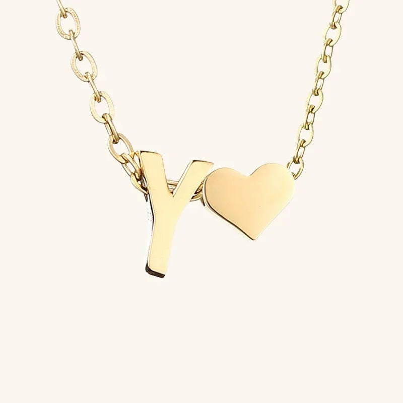 Gold-Plated Initial Heart Pendant Necklace