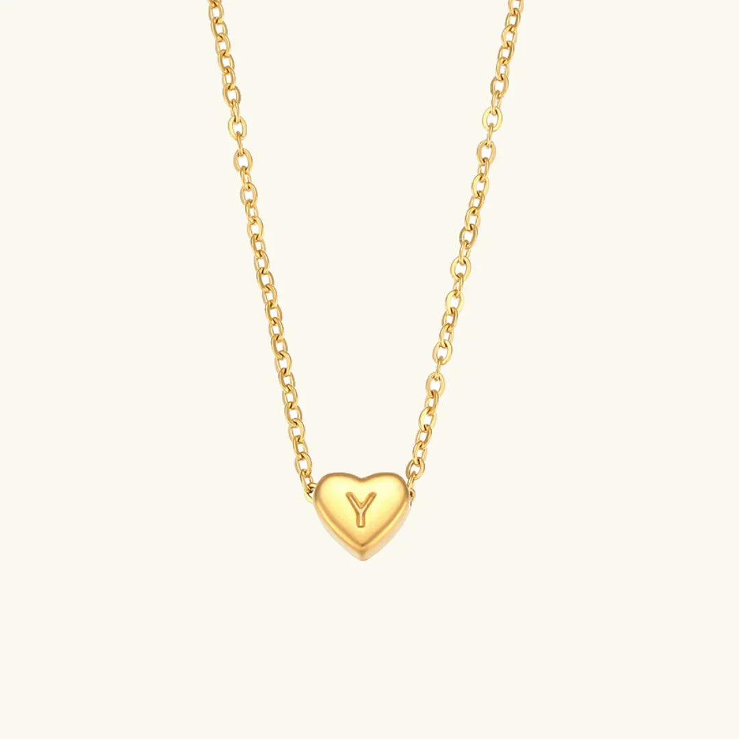 Gold-Plated Heart Initial Necklace