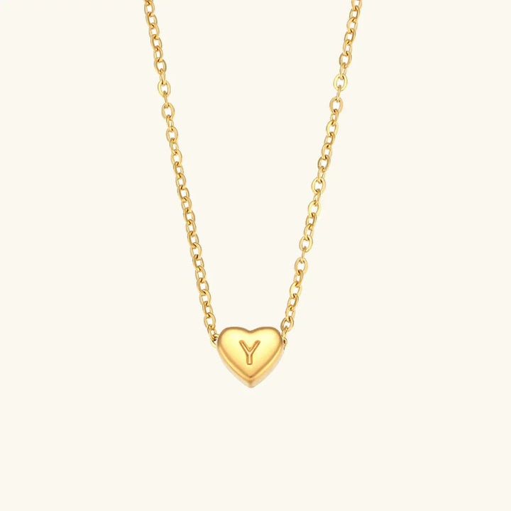 Gold-Plated Heart Initial Necklace