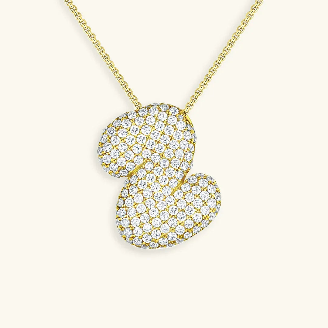 Gold-Plated Bubble Initial Diamond Necklace