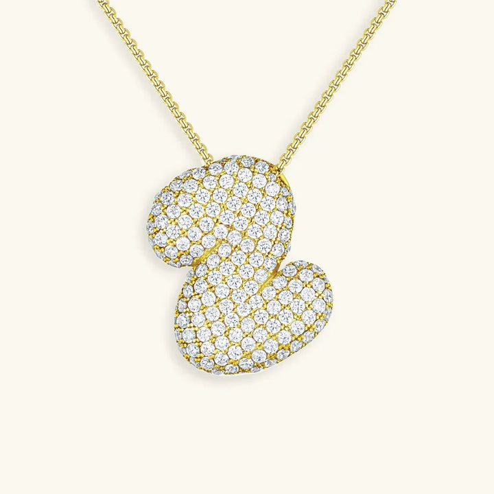 Gold-Plated Bubble Initial Diamond Necklace
