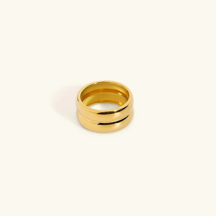 Gold-Plated Double Band Statement Ring for Women