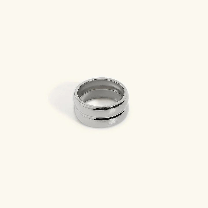 Gold-Plated Double Band Statement Ring for Women