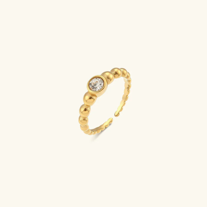 Gold-Plated Cubic Zirconia Beaded Ring for Women