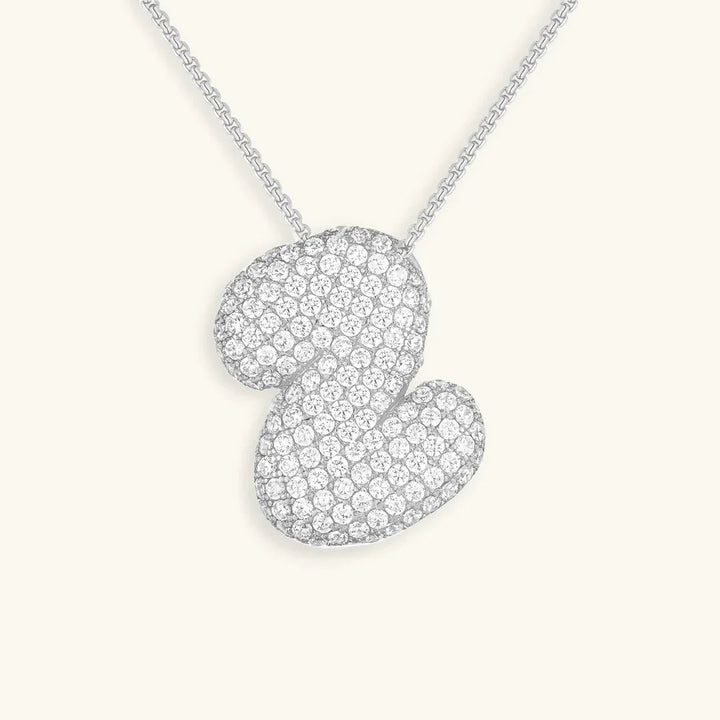 Gold-Plated Bubble Initial Diamond Necklace