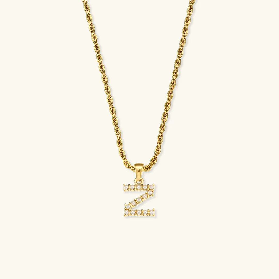 Gold-Plated Initial Letter Necklace with Freshwater Pearls