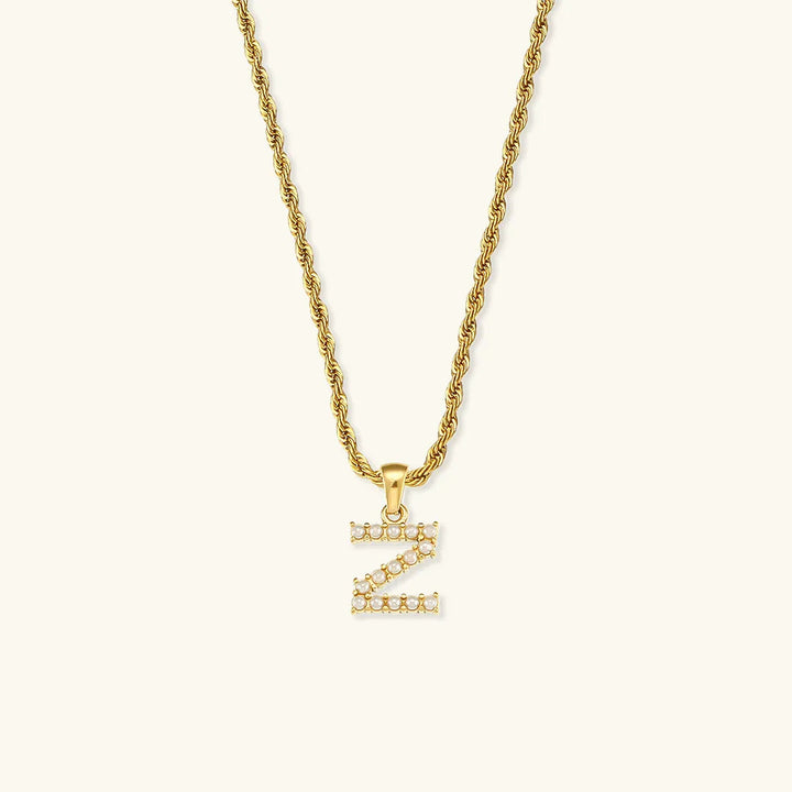 Gold-Plated Initial Letter Necklace with Freshwater Pearls