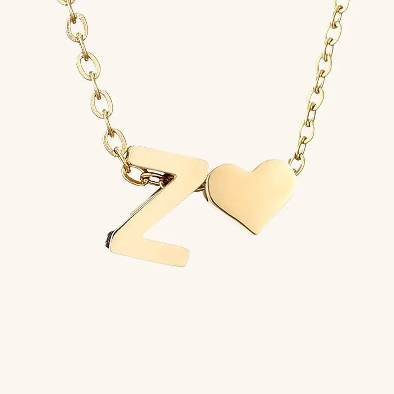 Gold-Plated Initial Heart Pendant Necklace