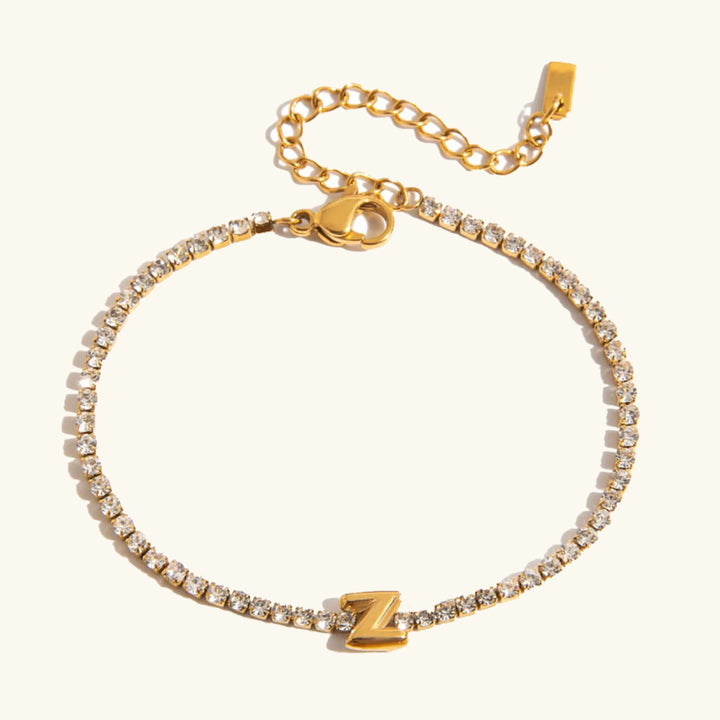 Gold-Plated Cubic Zirconia Initial Tennis Bracelet for Women