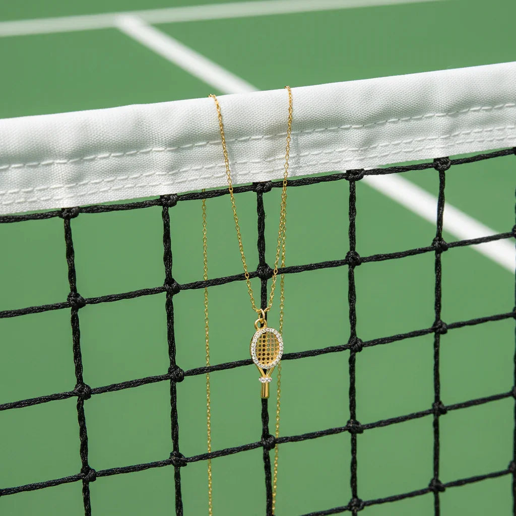 Gold-Plated Tennis Pendant Necklace for Women