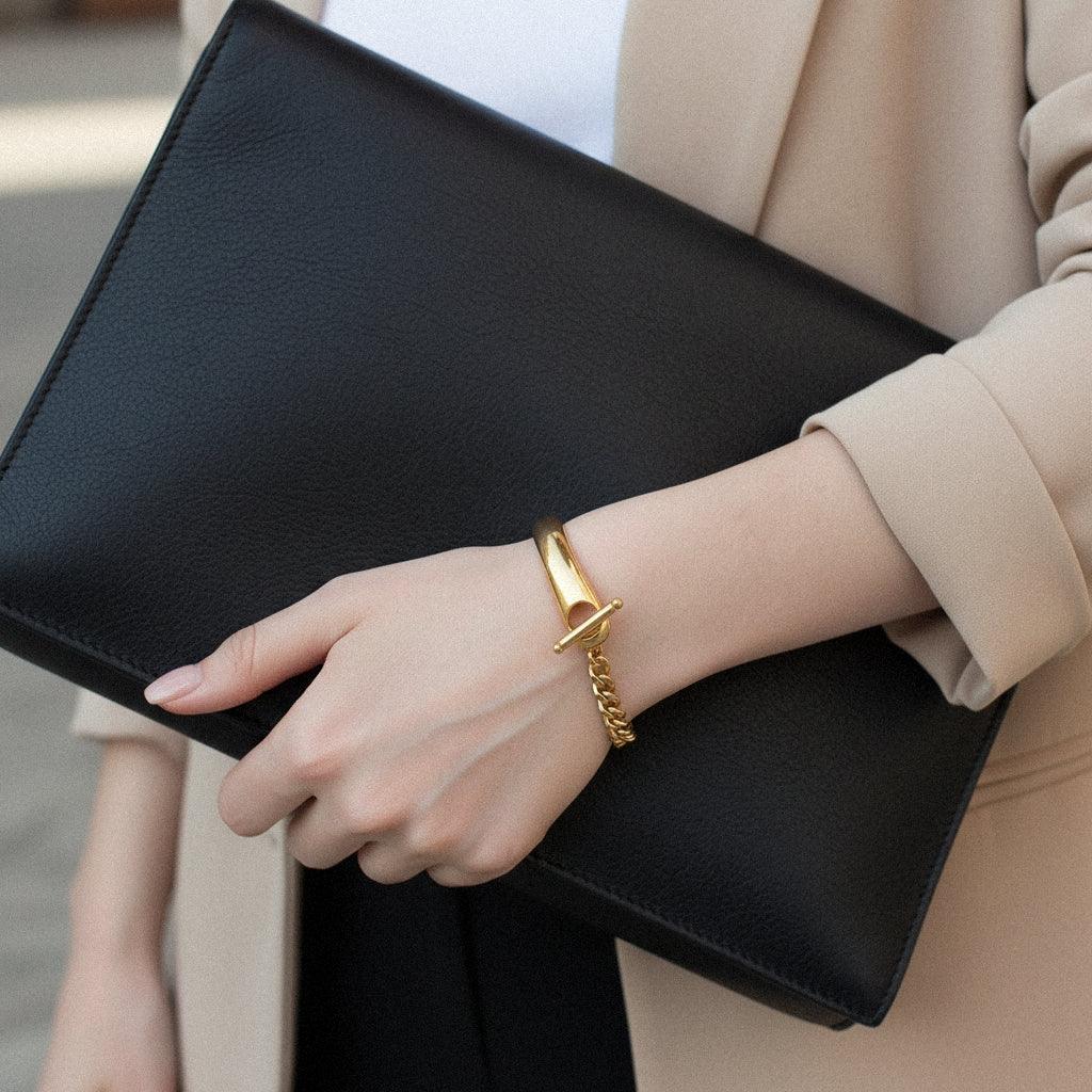 Gold-Plated Chained Bangle for Women