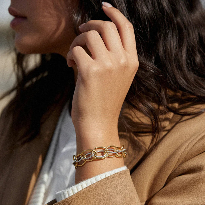 Gold Plated Two-Tone Multi Link Bracelet