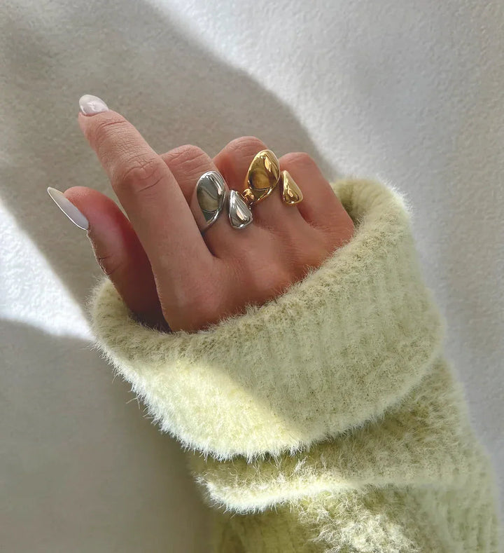 Gold-Plated Adjustable Ring with Sculptural Design
