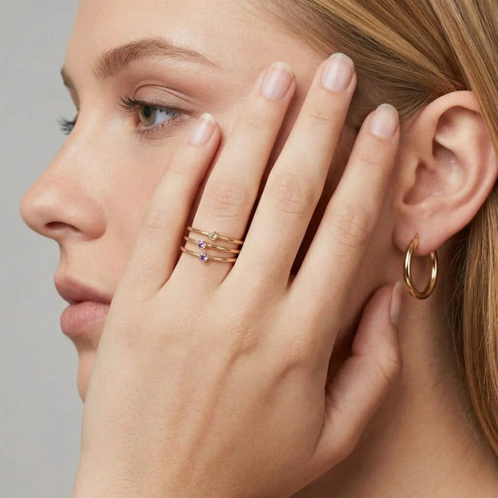 Gold-Plated Crystal Stackable Ring for Women