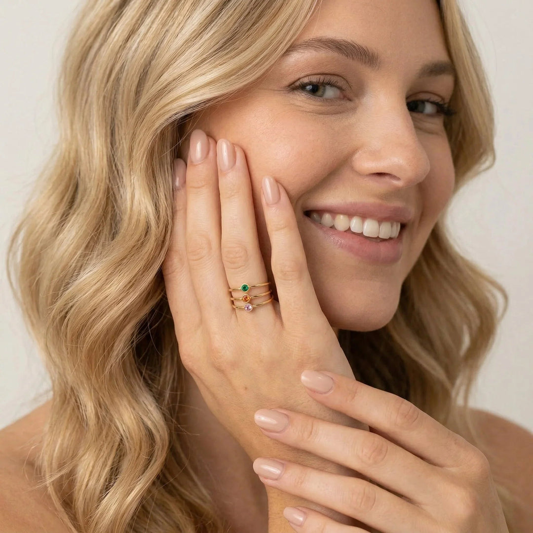 Gold-Plated Crystal Stackable Ring for Women