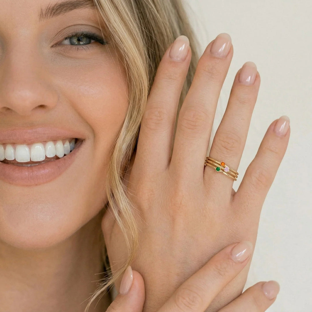 Gold-Plated Crystal Stackable Ring for Women