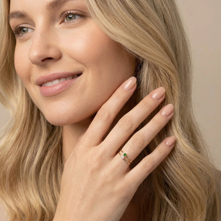 Gold-Plated Crystal Stackable Ring for Women