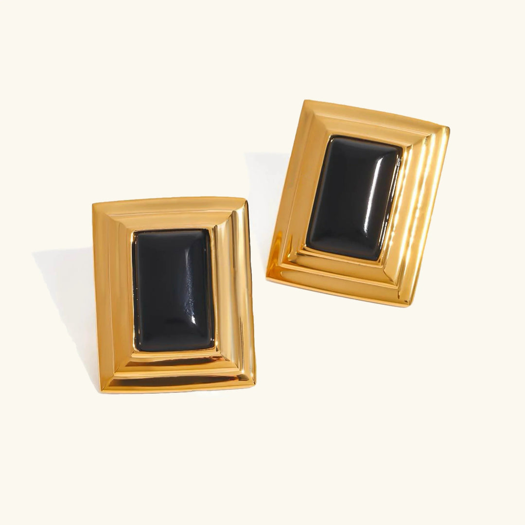 Gold-Plated Enamel Stud Earrings for Women