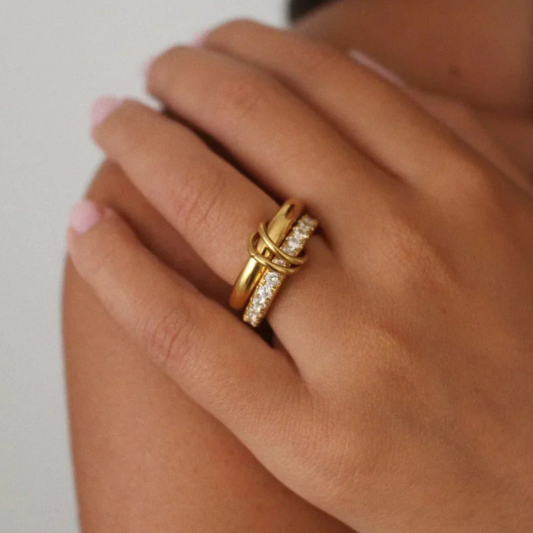 Gold-Plated CZ Stackable Ring for Women