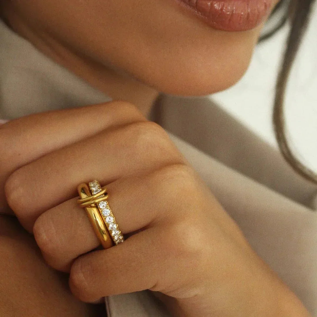 Gold-Plated CZ Stackable Ring for Women