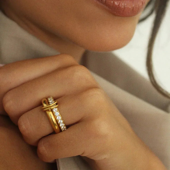Gold-Plated CZ Stackable Ring for Women