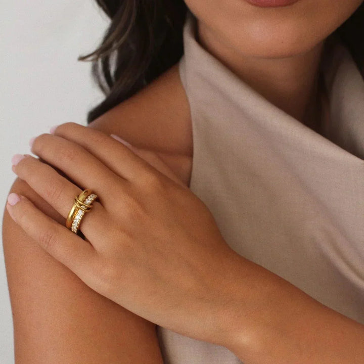 Gold-Plated CZ Stackable Ring for Women